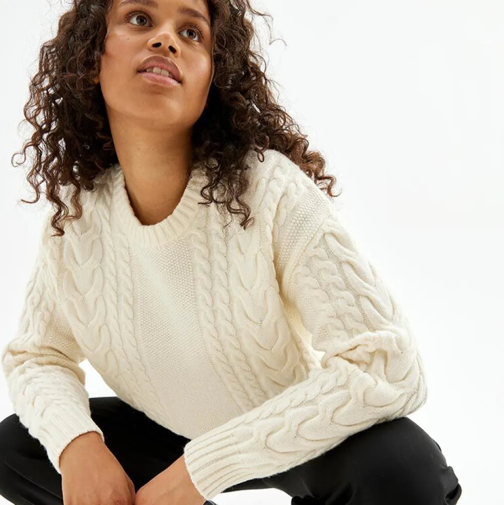 Sale Oversized Flettestrikket Genser I Ull Overdeler|Sommerull