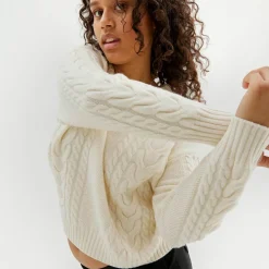 Sale Oversized Flettestrikket Genser I Ull Overdeler|Sommerull