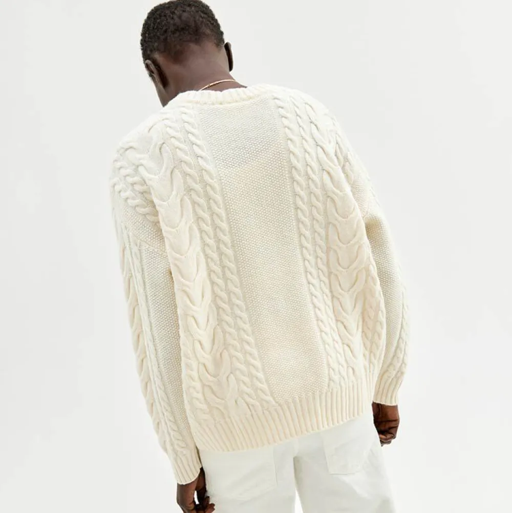 Sale Oversized Flettestrikket Genser I Ull Overdeler|Sommerull