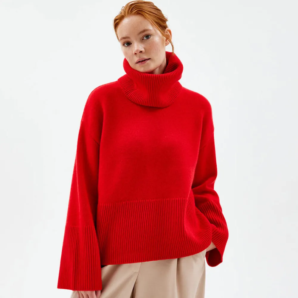 Online Oversized Høyhalset Genser Med Avtagbar Hals Overdeler|Loungewear
