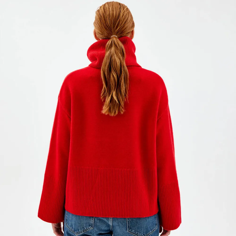 Online Oversized Høyhalset Genser Med Avtagbar Hals Overdeler|Loungewear