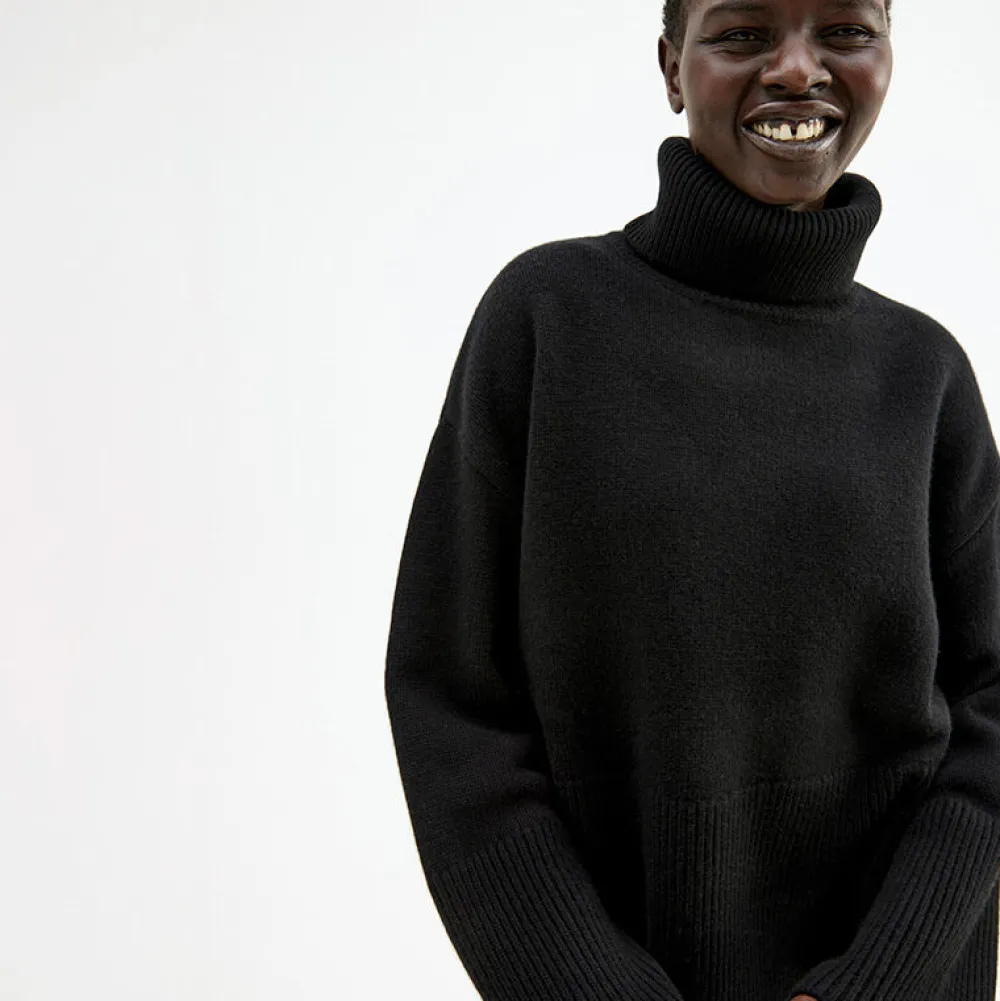 Discount Oversized Høyhalset Strikkegenser Gensere|Overdeler